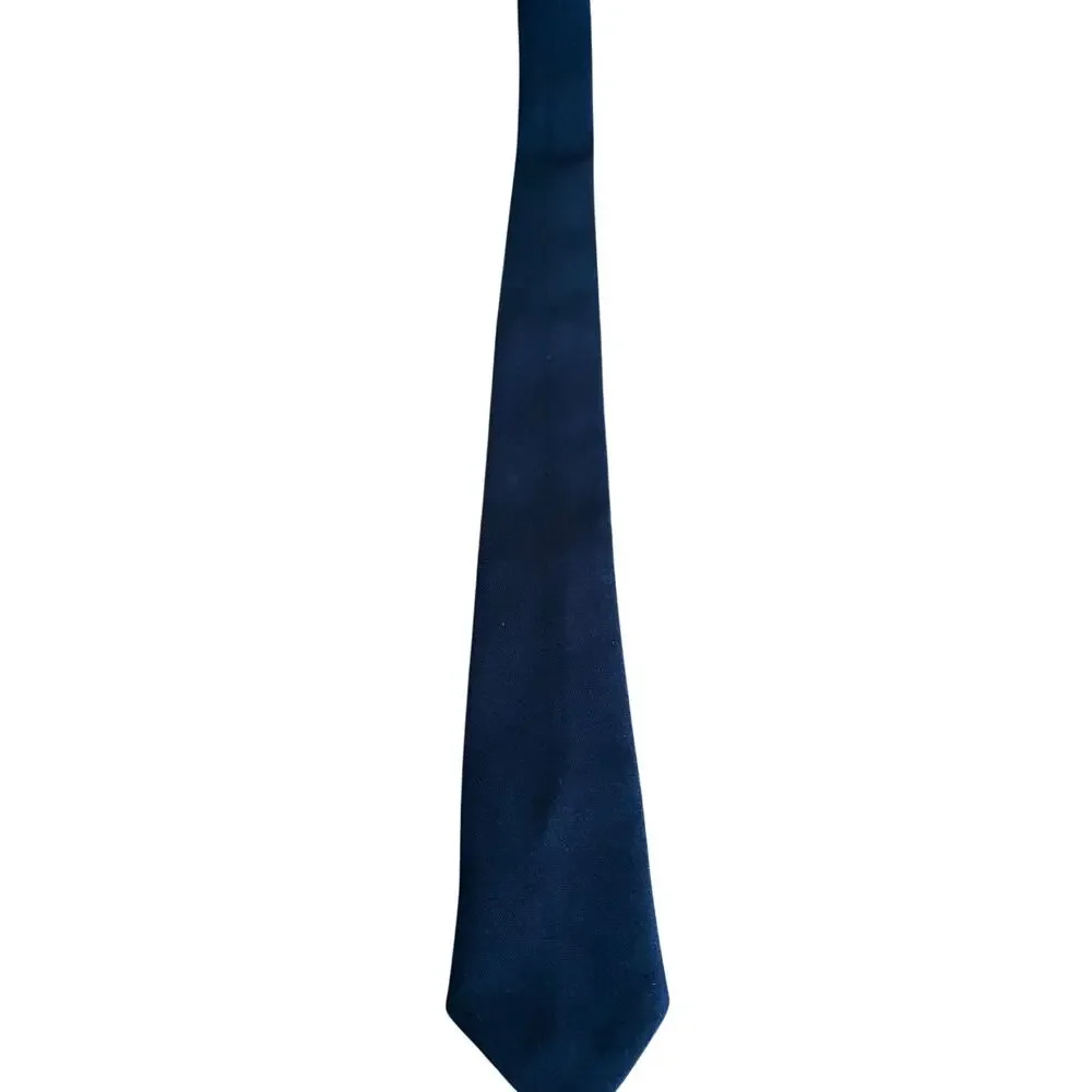 Vintage Navy Blue Solid Skinny‎ Necktie Minimalist Retro Mens Tie